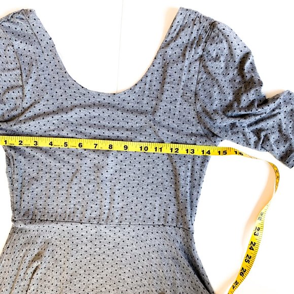 f21 low back/deep scoop neck polka dot dress grey - Picture 3 of 6